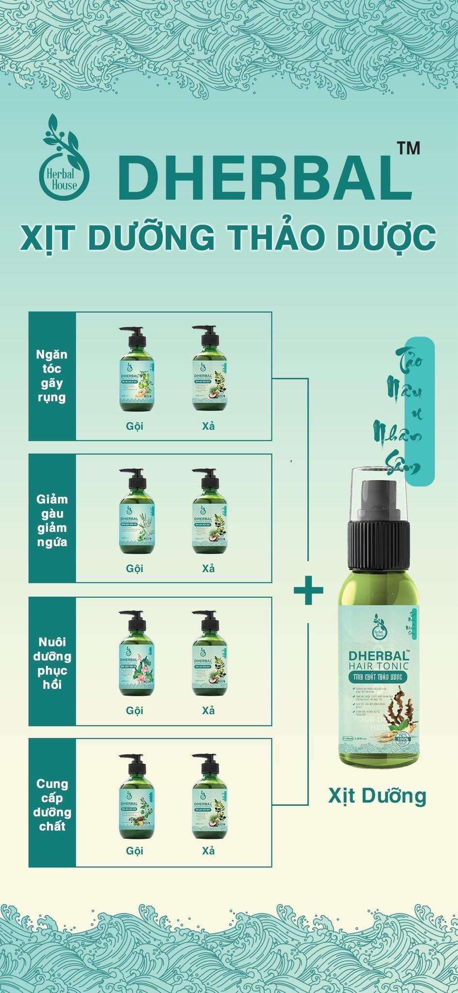 Dầu gội chắc khỏe suông mượt tóc OLIU &amp; DẦU DỪA DHERBAL DAMODE chai 300ml