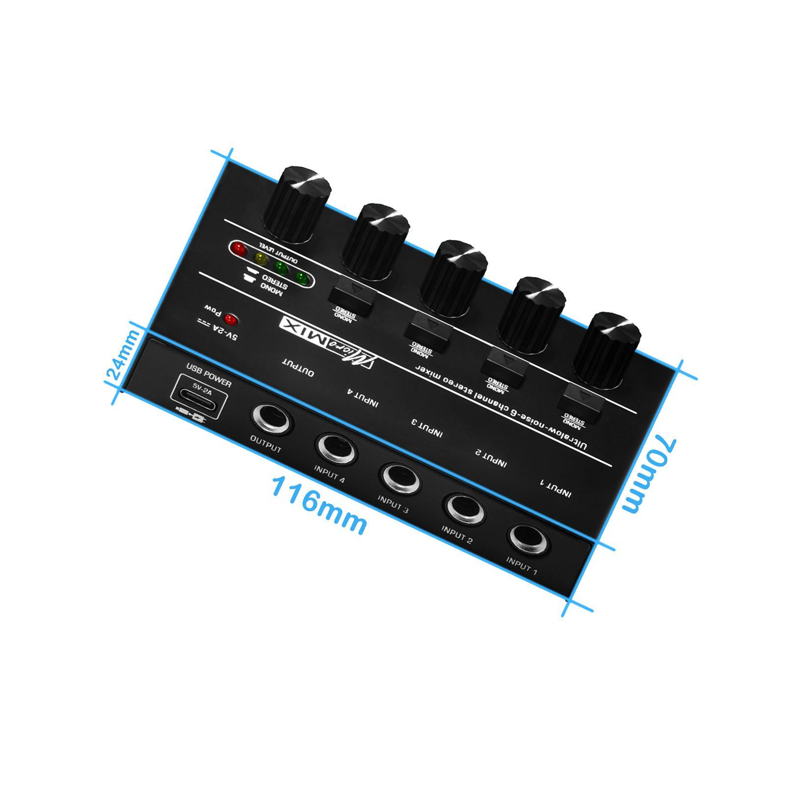 4 Channel Audio Mixer Music Recording Equipment Mini 6.3mm Equalizer Mixing Console Stereo Mixer for Club Computer Live and Studio Player