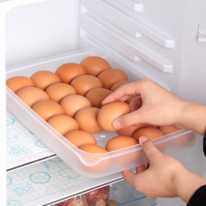 Hộp đựng trứng gà trứng vịt 24 ô để tủ lạnh tiết kiệm không gian - Khay đựng trứng có nắp đậy tiện lợi bảo quản trứng