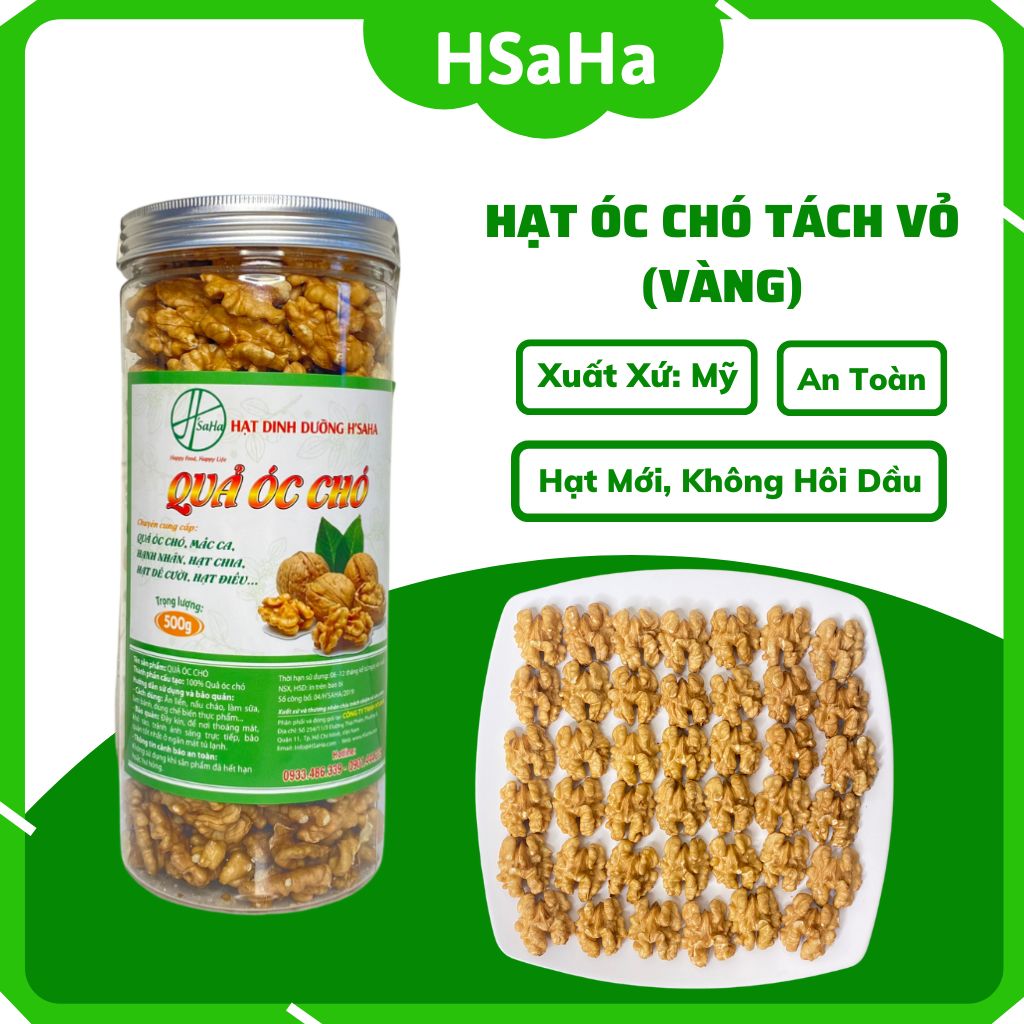 Hạt Óc Chó Tách Vỏ Hsaha - Nhân Quả Óc Chó Mỹ Ăn Liền, Làm Sữa, Hạt Mới, Ngon, Không Hôi Dầu - 500G