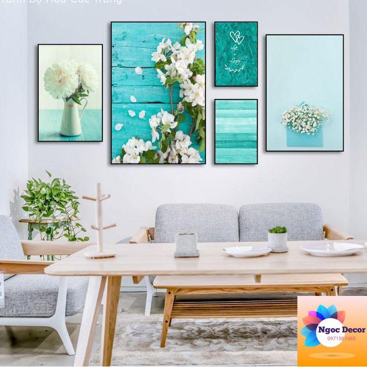Tranh 5 bức decor phòng khách, trang trí phòng ngủ, trang trí tường, quán Cafe, Spa, nhà hàng