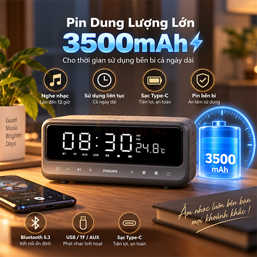 Loa Bluetooth Philips TAS3609GY/70 - Hàng chính hãng