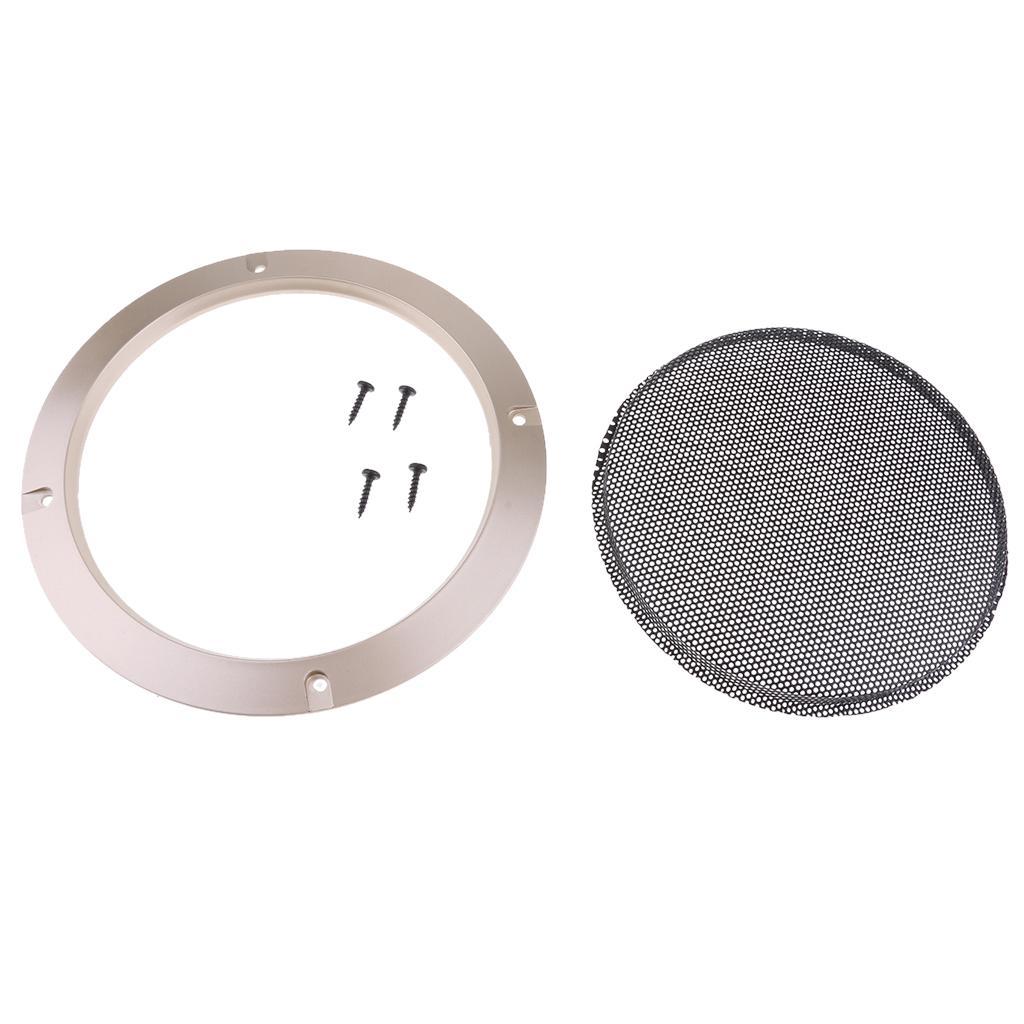 6.5inch Car Audio Speaker Cover Decorative Circle Metal Mesh Grille Gold