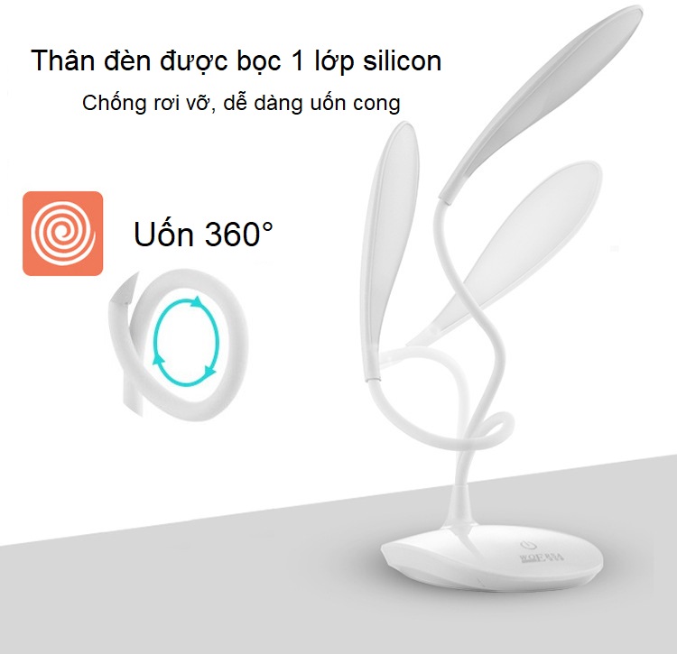 Đèn led để bàn đọc sách cắm USB thân đèn uốn cong