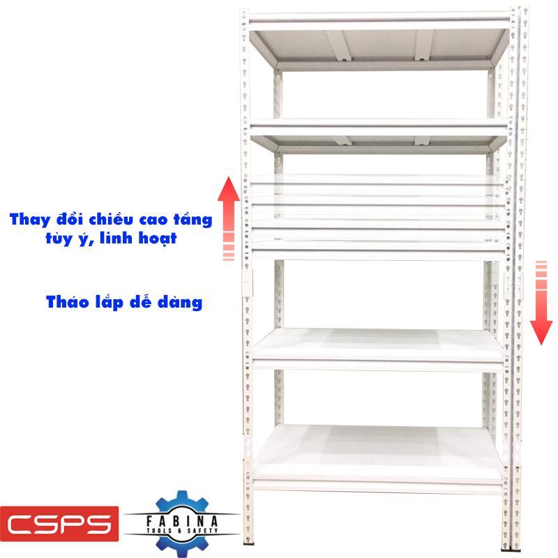Kệ 5 tầng tấm thép màu trắng ngang 107cm