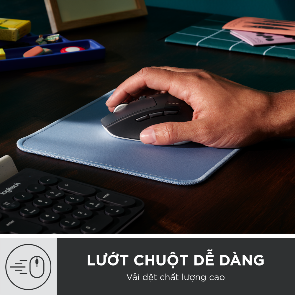 Lót chuột Logitech Mouse Pad - Đế cao su chống trượt, lướt dễ dàng, bề mặt chống đổ tràn, bền bỉ, nhỏ gọn - Màu