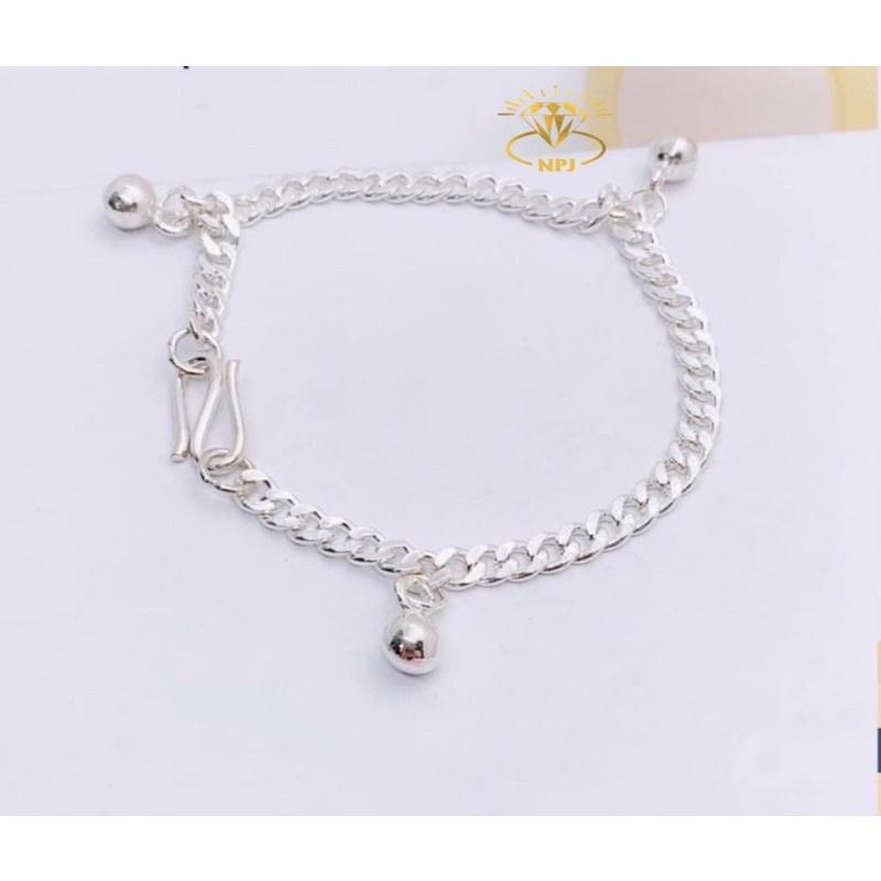 Lắc tay bạc đơn gắn chuông  cho bé yêu ,bạc đẹp -Bạc npj
