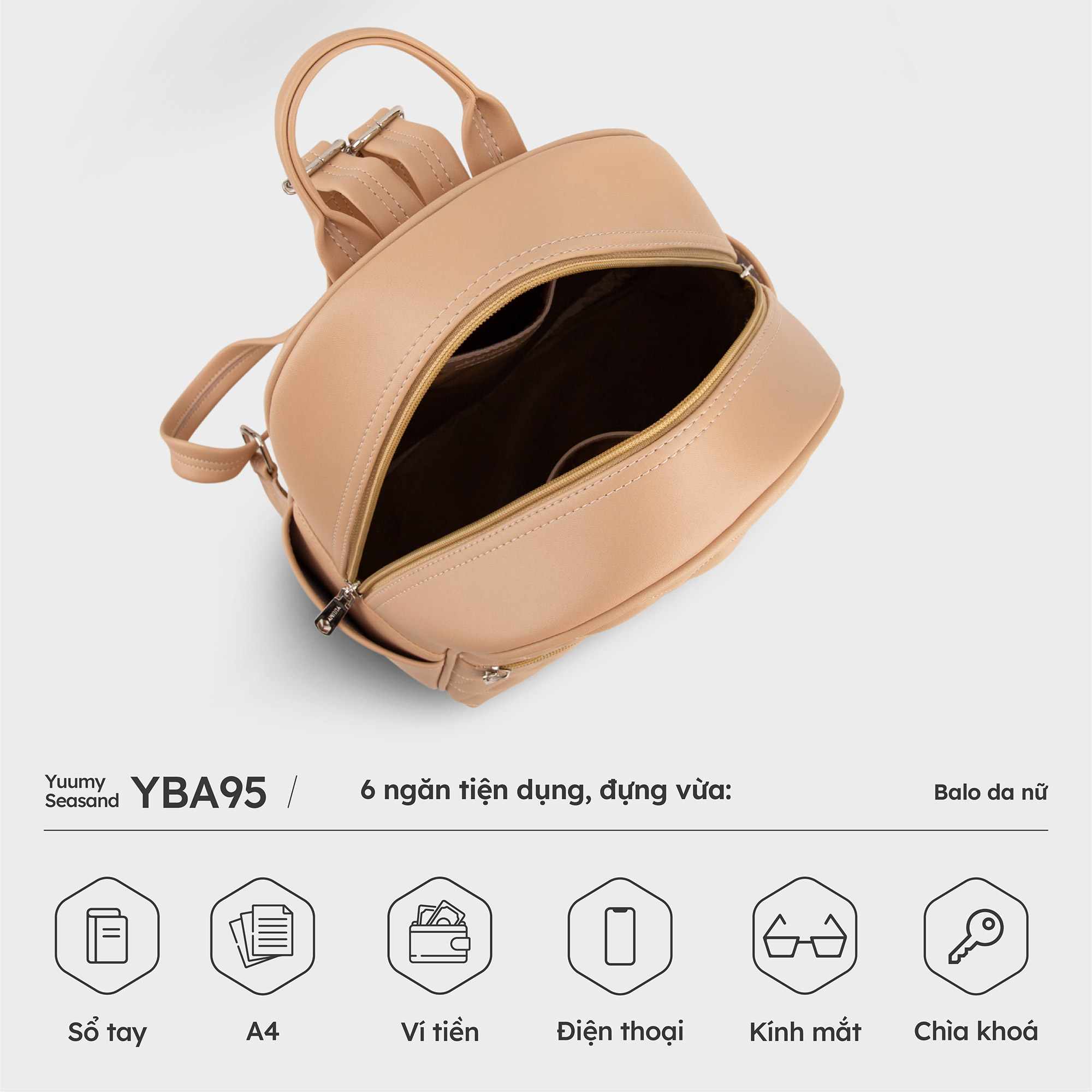 Balo Yuumy ( Thời trang nữ dập chỉ cỡ lớn - Balo da Seasand YBA95 )