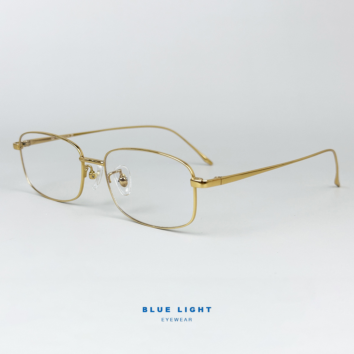 Gọng Kính Cận, Kính Giả Cận Nam Nữ TITANIUM Mắt Vuông Nhỏ Xíu, Cao Cấp Siêu Nhẹ, Full Đen, Bạc - BLUE LIGHT