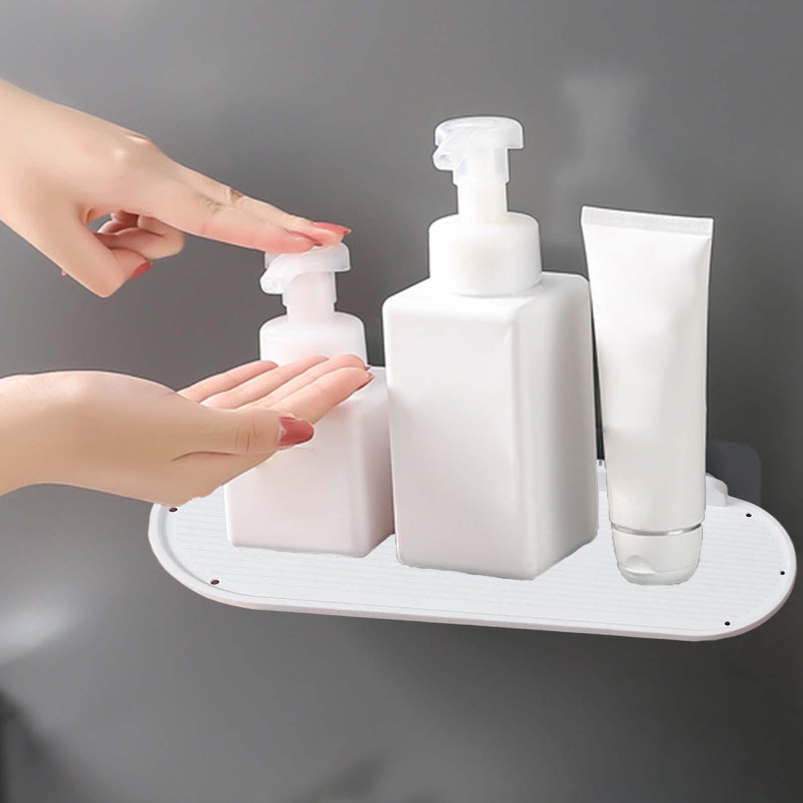 Wall Floating Shelf Adhesive Organizer Holder Rack for Toilet Bathroom White