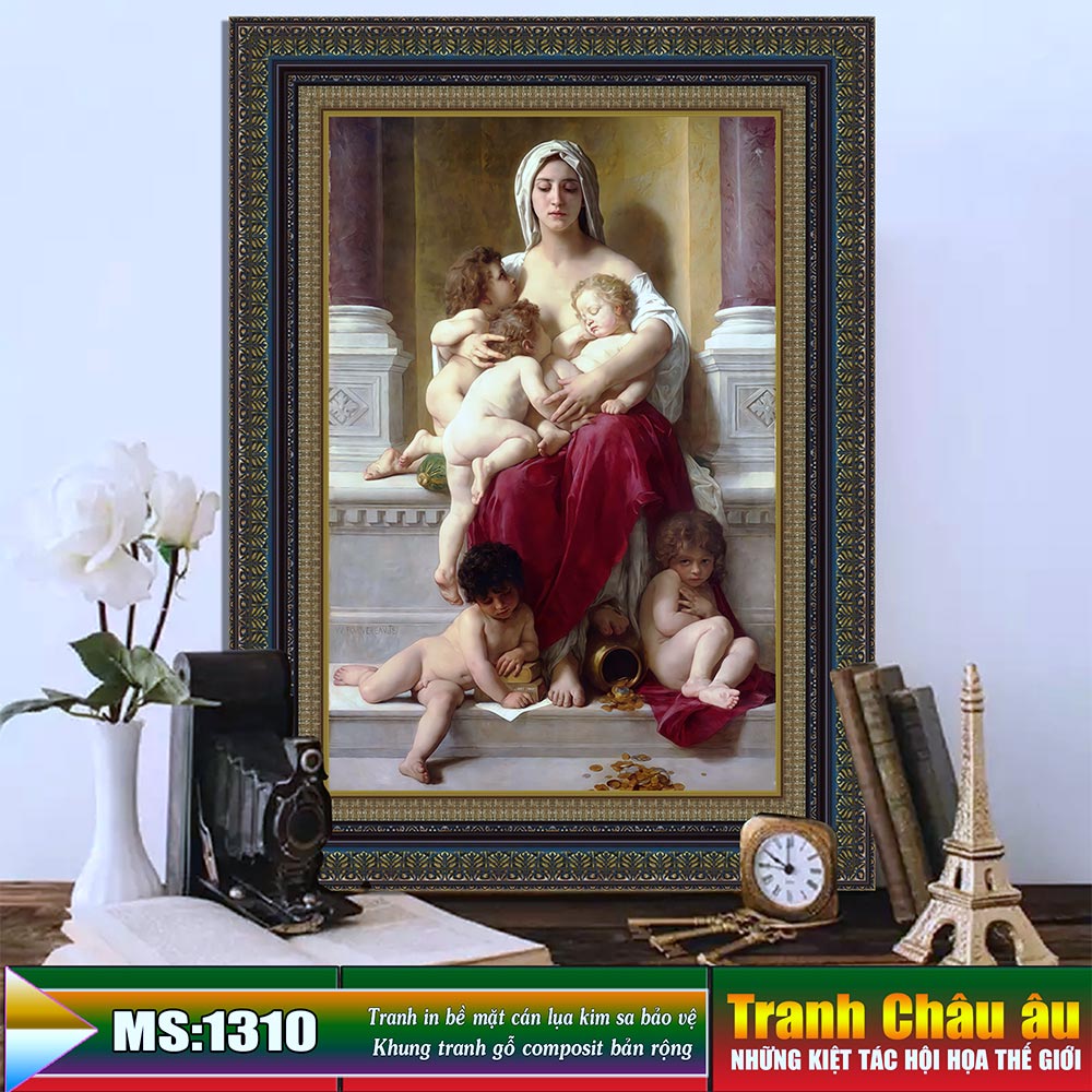 Tranh treo tường Châu Âu trang trí phòng khách, phòng ngủ. Bức tranh " La Charité - Thiện tâm". MS1310