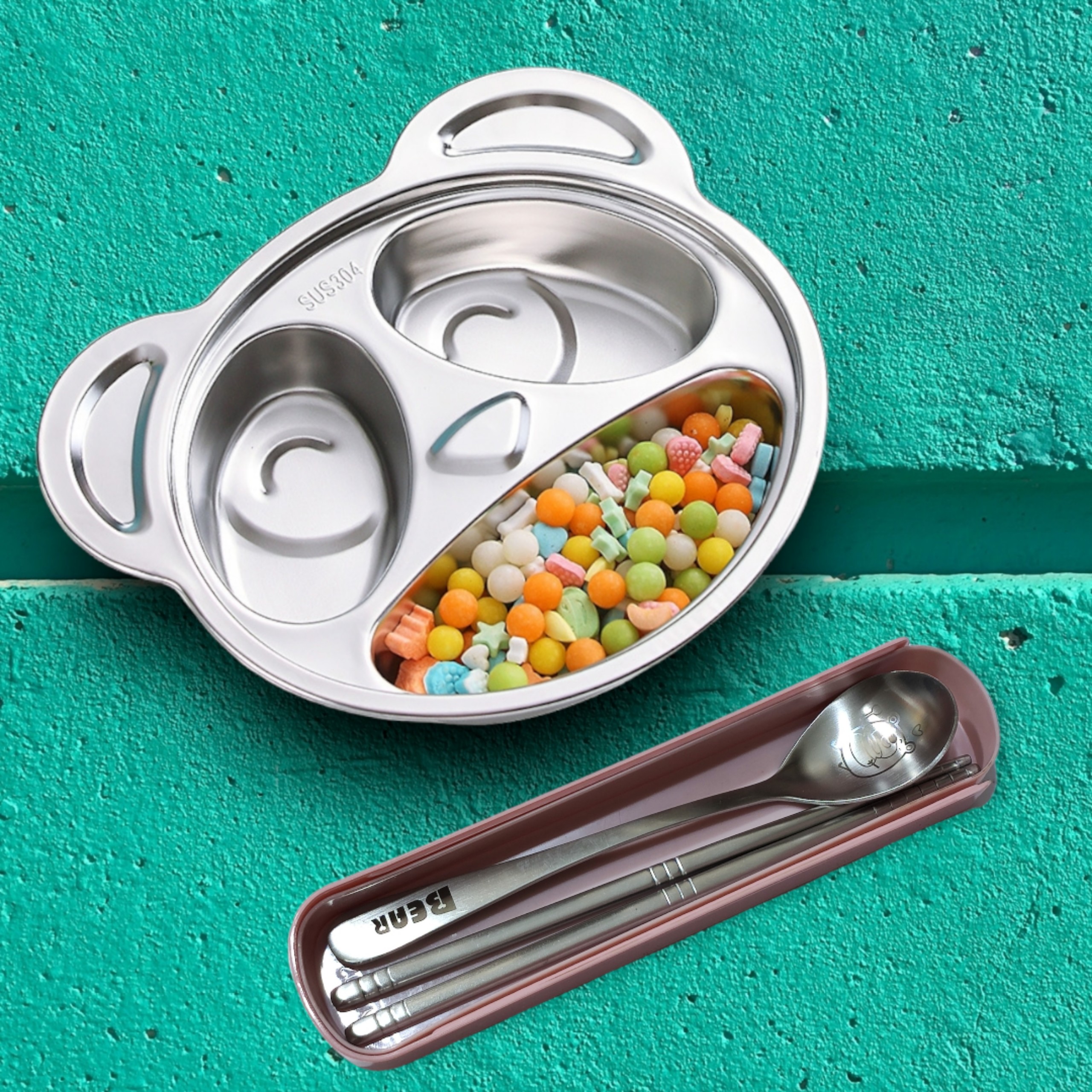 Khay cơm,khay ăn dặm cho các bé inox 304 cao cấp 100%