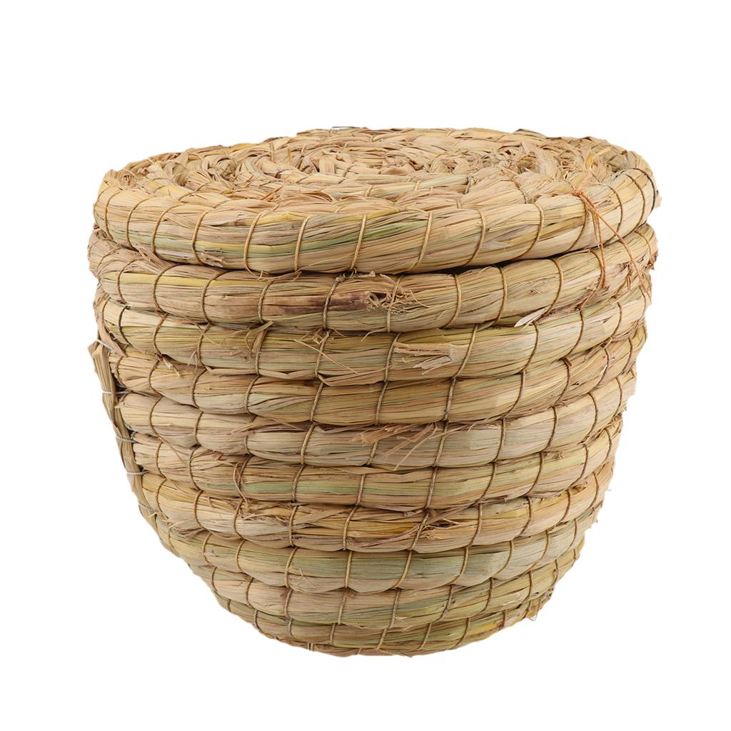 Straw Woven Bird Cage Hamster Rat Squirrel Parrot Chinchilla House Bed S