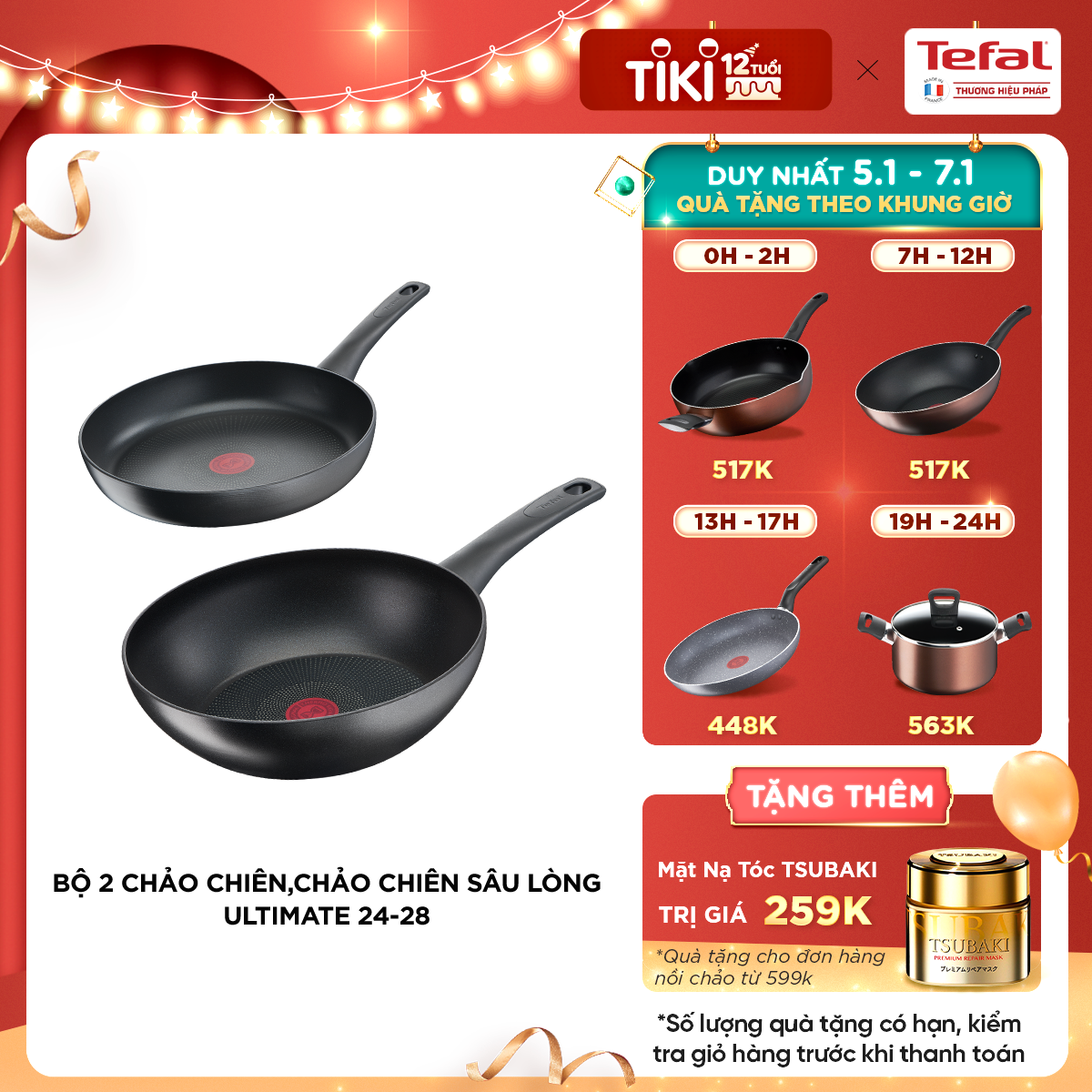 Bộ 2 chảo chống dính đáy từ Tefal Ultimate sản xuất tại Pháp dùng cho mọi loại bếp ( 24cm, 28cm) - Hàng chính hãng