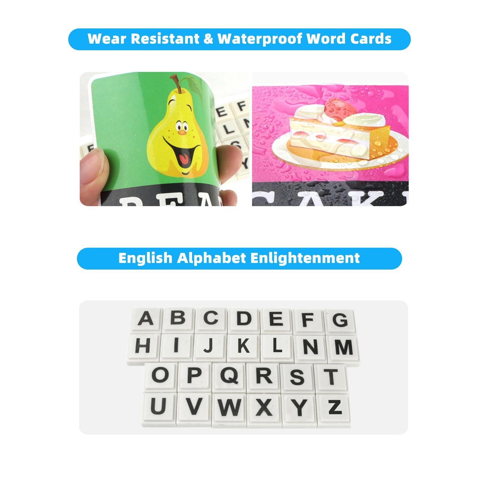 Matching Letter Game Alphabet Word Spelling and Recognition with 26pcs Capital Letter Blocks 30pcs Word Cards Preschool