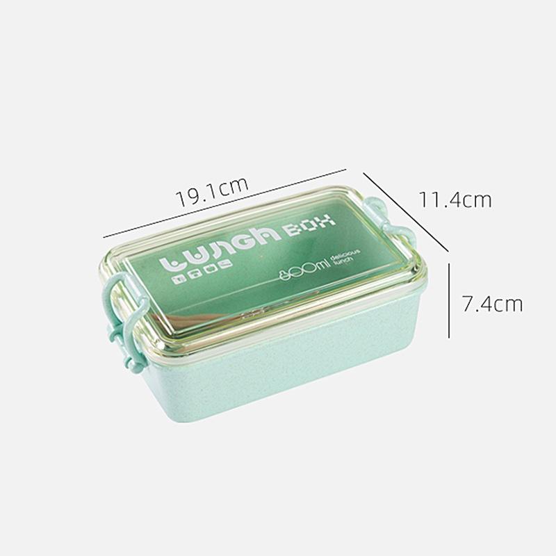 Hộp Cơm Giữ Nhiệt, Hộp Cơm LÚA MẠCH 2 Ngăn Tặng Kèm Nĩa Muỗng Cao Cấp