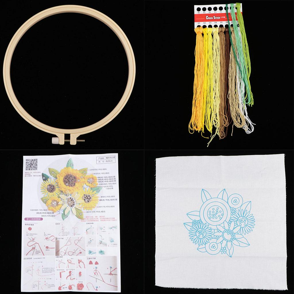 Embroidery Starter Kit with Flower Pattern DIY Cross Stitch Crafts Flower 1
