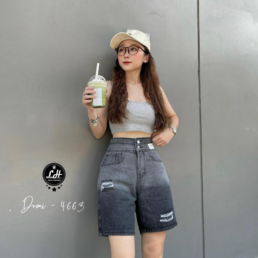 Quần jean ngố rách đùi loang hai màu lưng cao có tag siêu cưng Lê Huy Fashion