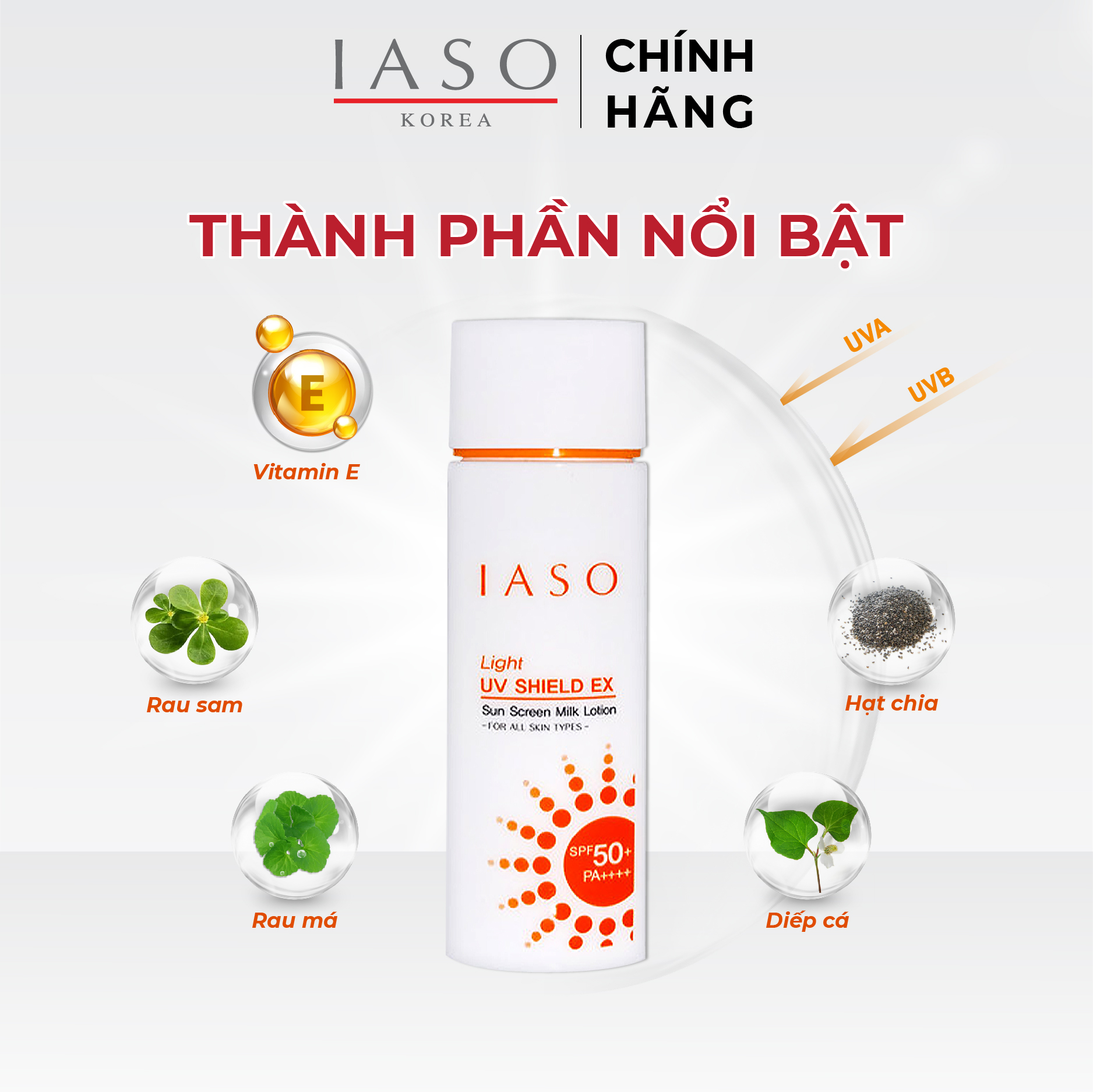 I71 Sữa chống nắng IASO Uv Shield Ex Spf50+/Pa++++ 70ml