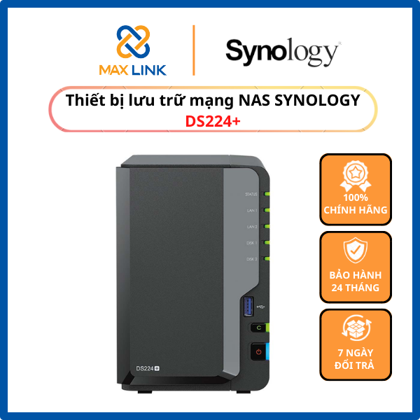 Thiết bị lưu trữ NAS Synology DS224+ - Hàng Chính Hãng