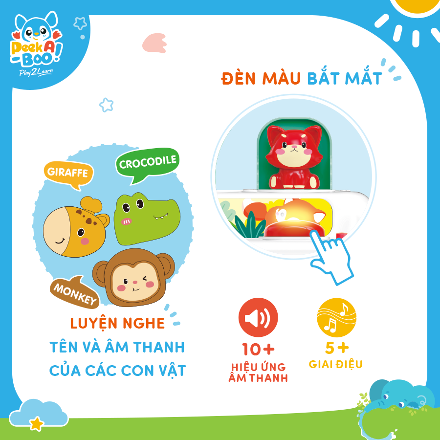 Đồ Chơi Nút Bật Rèn Luyện Tay-Mắt Cho Bé PEEK A BOO PAB048