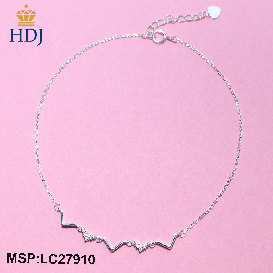 Lắc chân bạc thật dành cho nữ mẫu hình chữ V đính đá nhỏ xinh LCB27910 - Trang sức HDJ