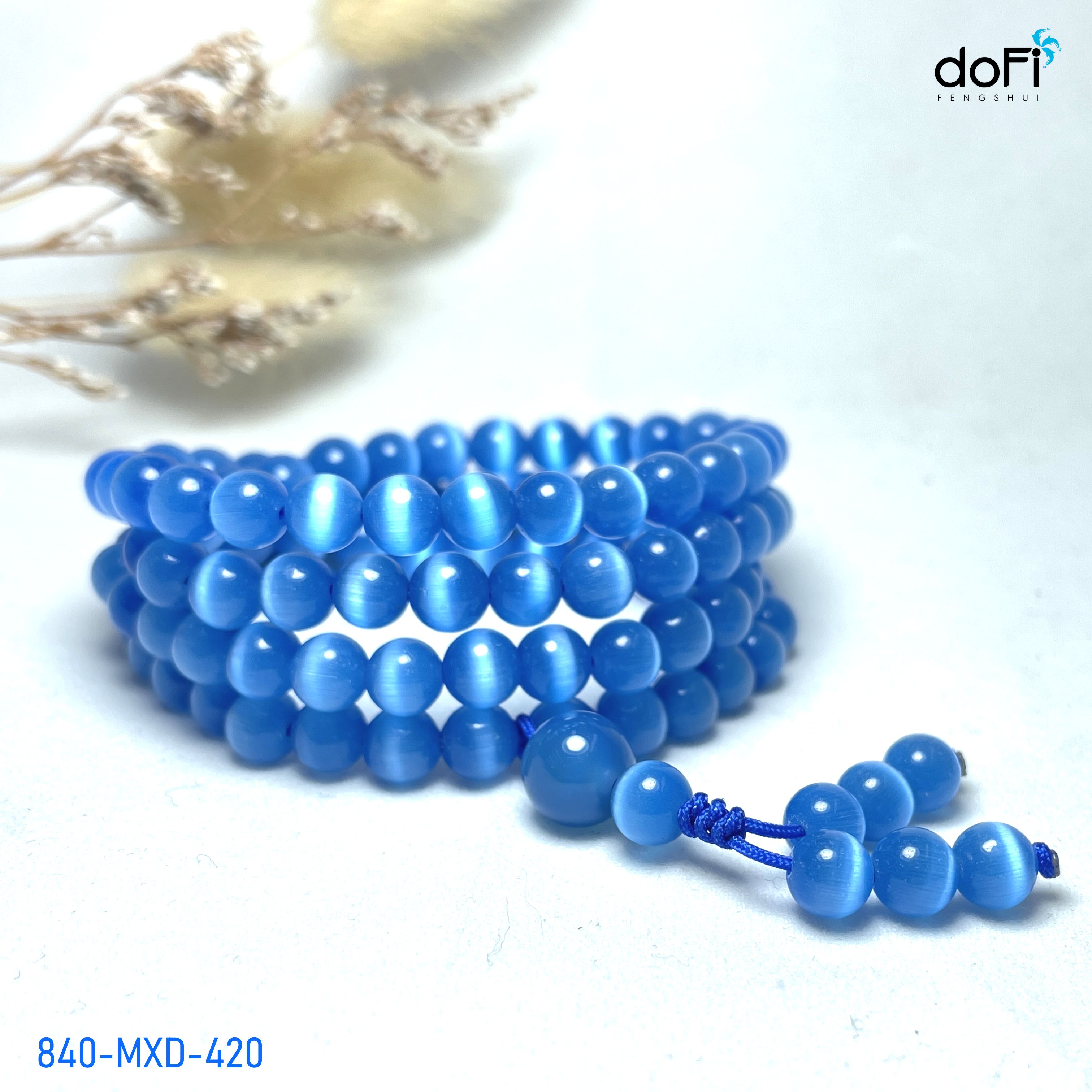 TRÀNG HẠT ĐÁ MẮT MÈO XANH DƯƠNG 6LI