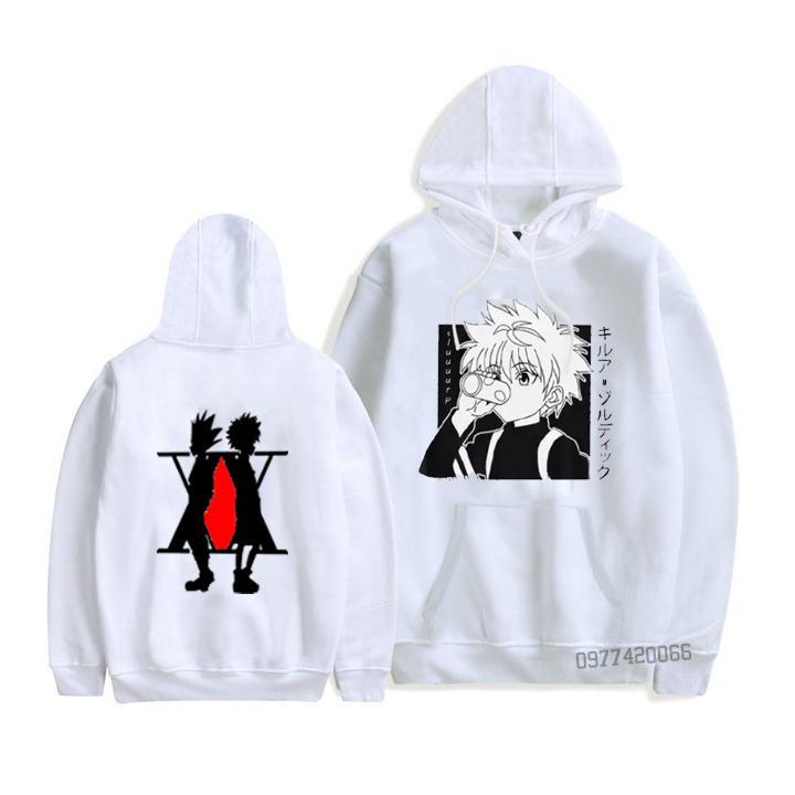 BST Áo Hoodie Trắng - Đen in hình Killua anime hunter x hunter độc đẹp