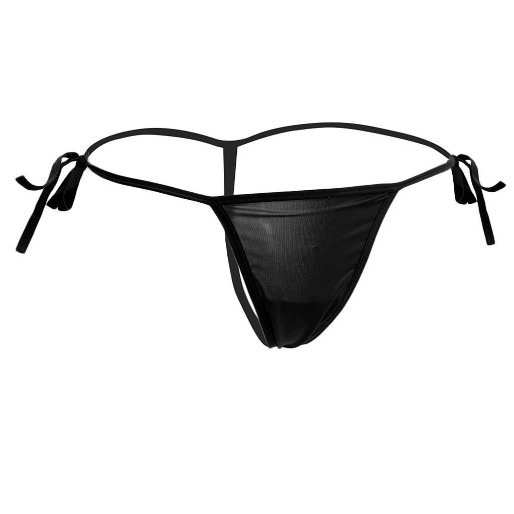 Women's Bandage Sheer Solid G-string Briefs Panties Lace up T-back Lingerie Underwear