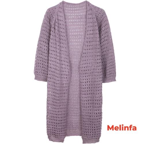 Áo len cardigan dáng dài nữ, áo khoác len dập lỗ sợi len dệt kim mềm mịn co giãn thoải mái mã VAA0313