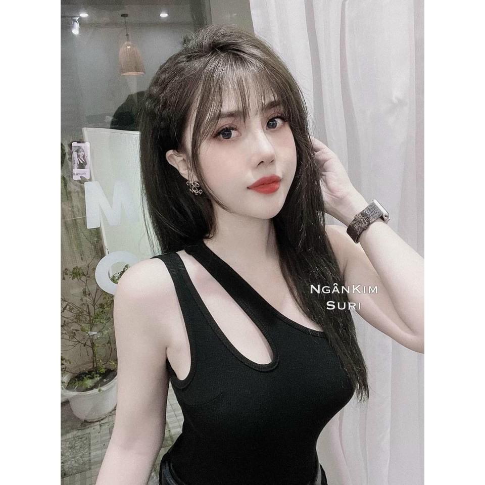 Áo kiểu sát nách khoét ngực ôm body, Áo thun khoét cổ dáng ngắn croptop PC990 - NhiNhi Shop