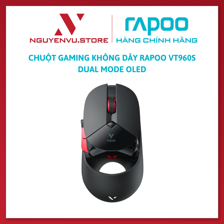 Chuột Gaming Không Dây Rapoo VT960S Dual Mode OLED - Hàng Chính Hãng