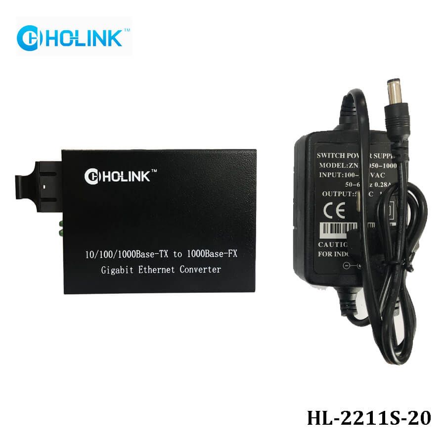 Bộ chuyển đổi quang điện Ho-Link HL-2211S-20 | 2 sợi quang 10/100/1000MB - Hàng Chính hãng