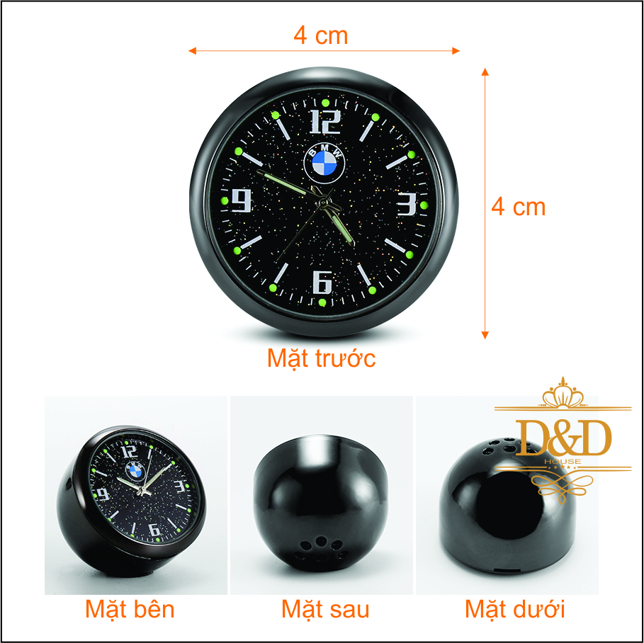 Đồng hồ trang trí xe hơi đủ logo các hãng xe - Tặng thêm 1 pin