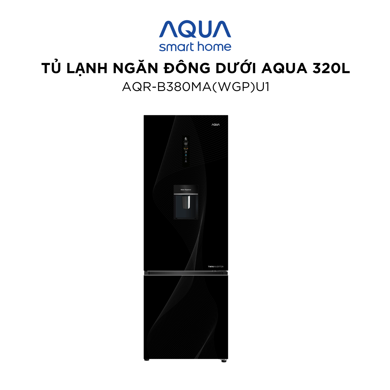 Tủ lạnh Aqua Inverter 320 lít AQR-B380MA(WGP)U1 - Bảo hành 2 năm - Freeship toàn quốc - Hàng chính hãng