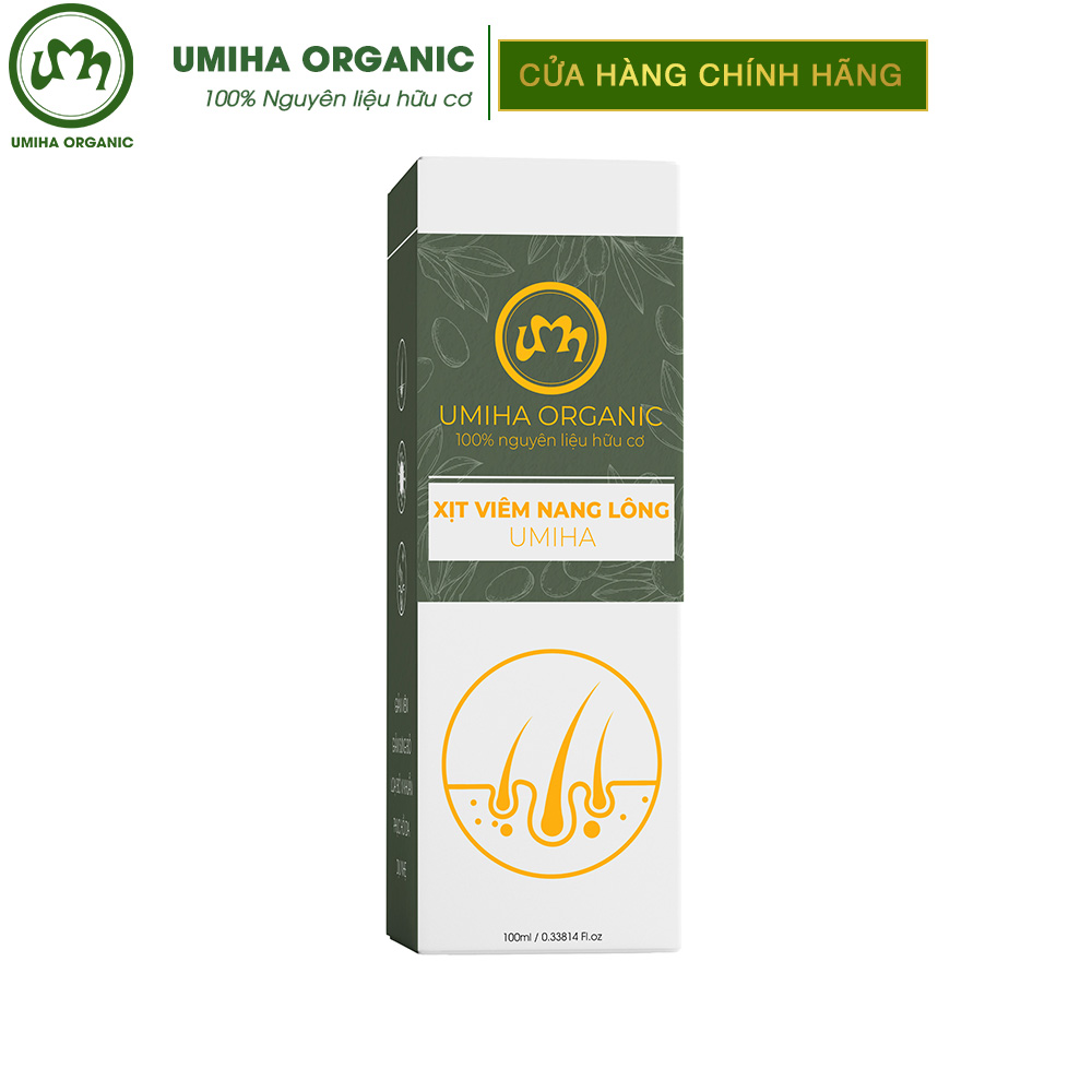 Xịt viêm nang lông viêm lỗ chân lông UMIHA  50/15ML Giảm viêm nang lông, mụn lưng, ngực mông, mờ thâm sáng da