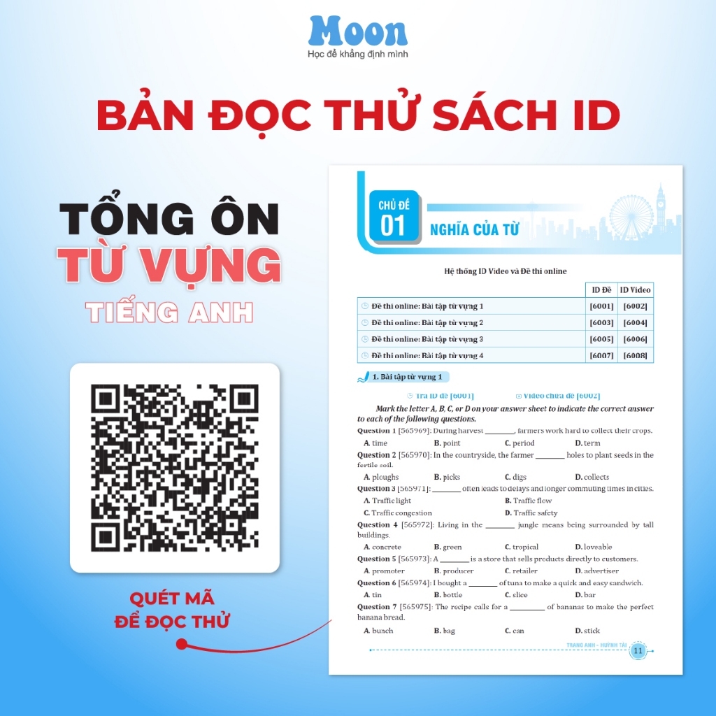 Sách Tổng ôn từ vựng tiếng anh cô Trang Anh Moonbook