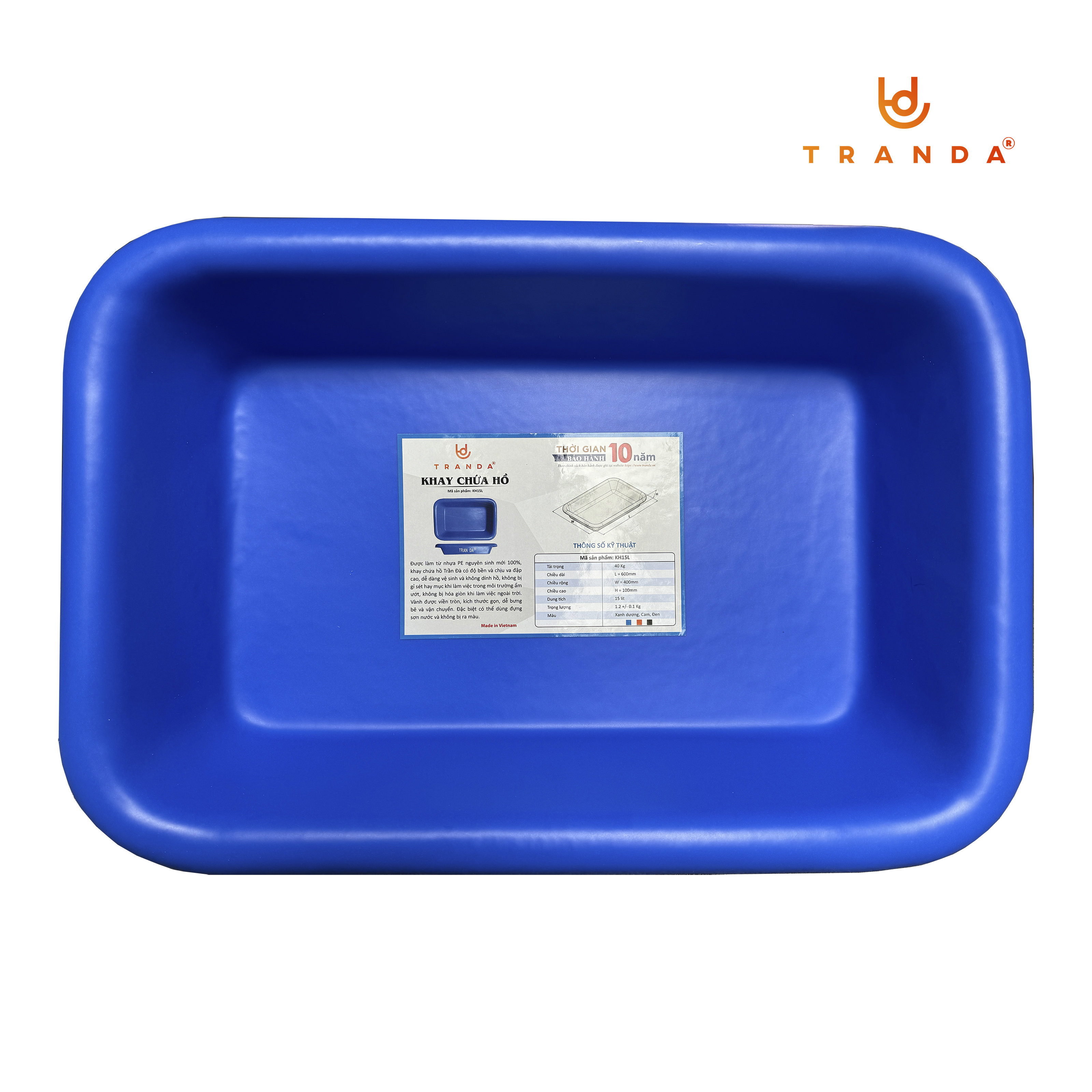 Khay chứa hồ bằng nhựa, hiệu TranDa, dung tích 15 lít, tải trọng 40kg