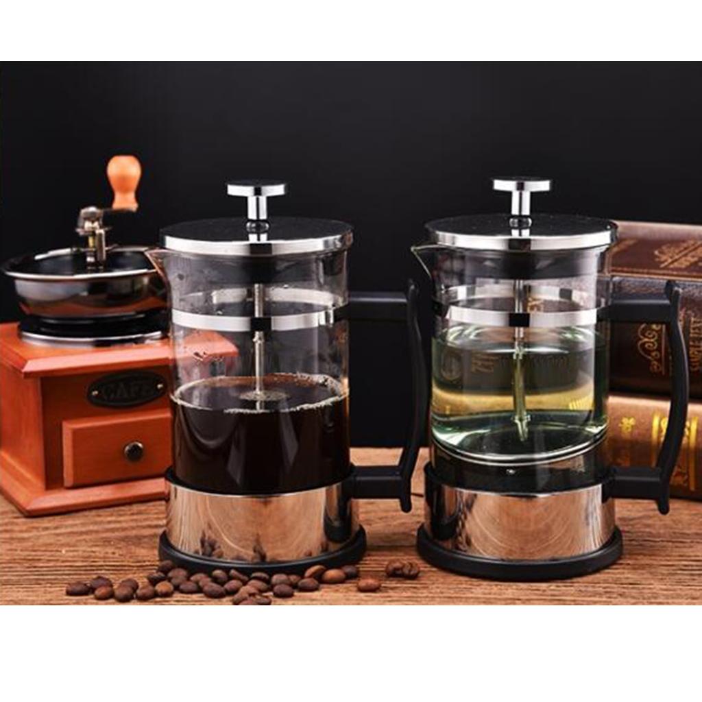 Household Stainless Steel French Press Tea Coffee Maker Carafe 350ml 1-2Cup