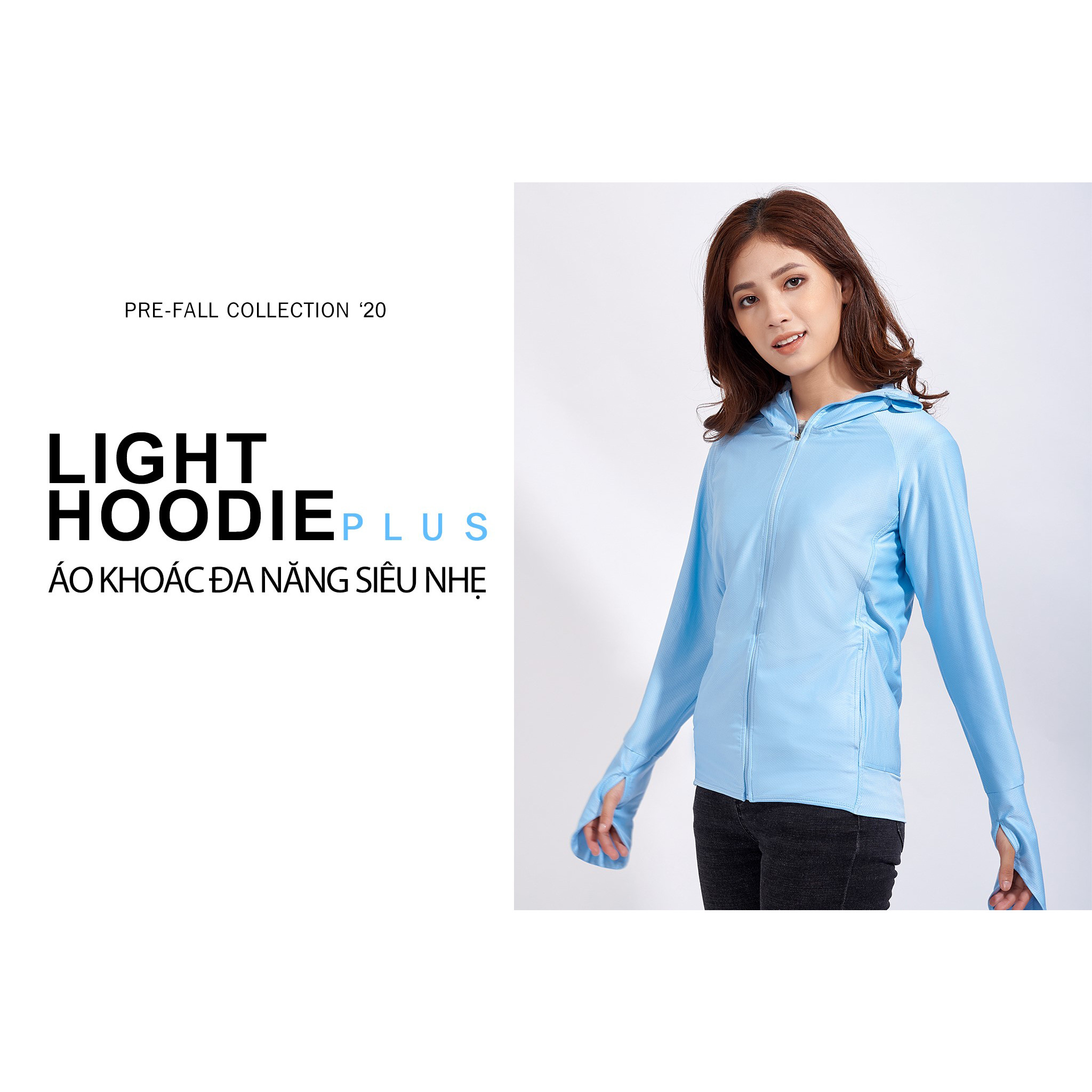 Áo Khoác Nữ Màu Cao Cấp Duy Ngọc -Light Hoodie Plus Siêu Mềm Mịn 5495- Xanh da trời - M