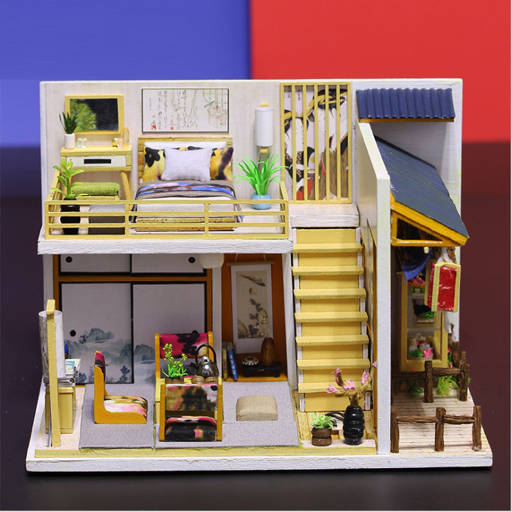 Mô hình nhà DIY Doll House Recording Happiness Kèm Đèn LED và Mica chống bụi