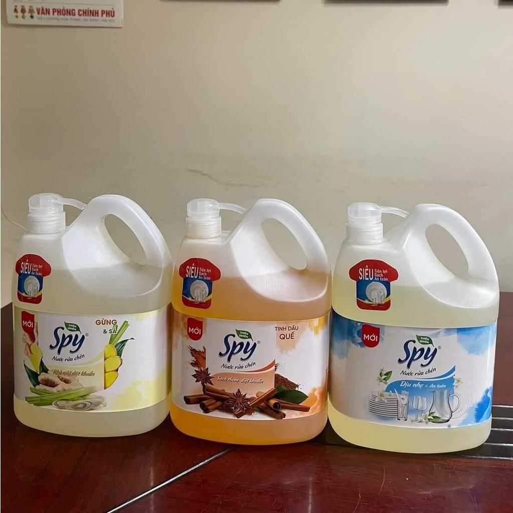 Nước rửa chén bát có vòi SPY thiên nhiên 1900 ml hương Quế, hương Gừng Sả thơm dịu nhẹ