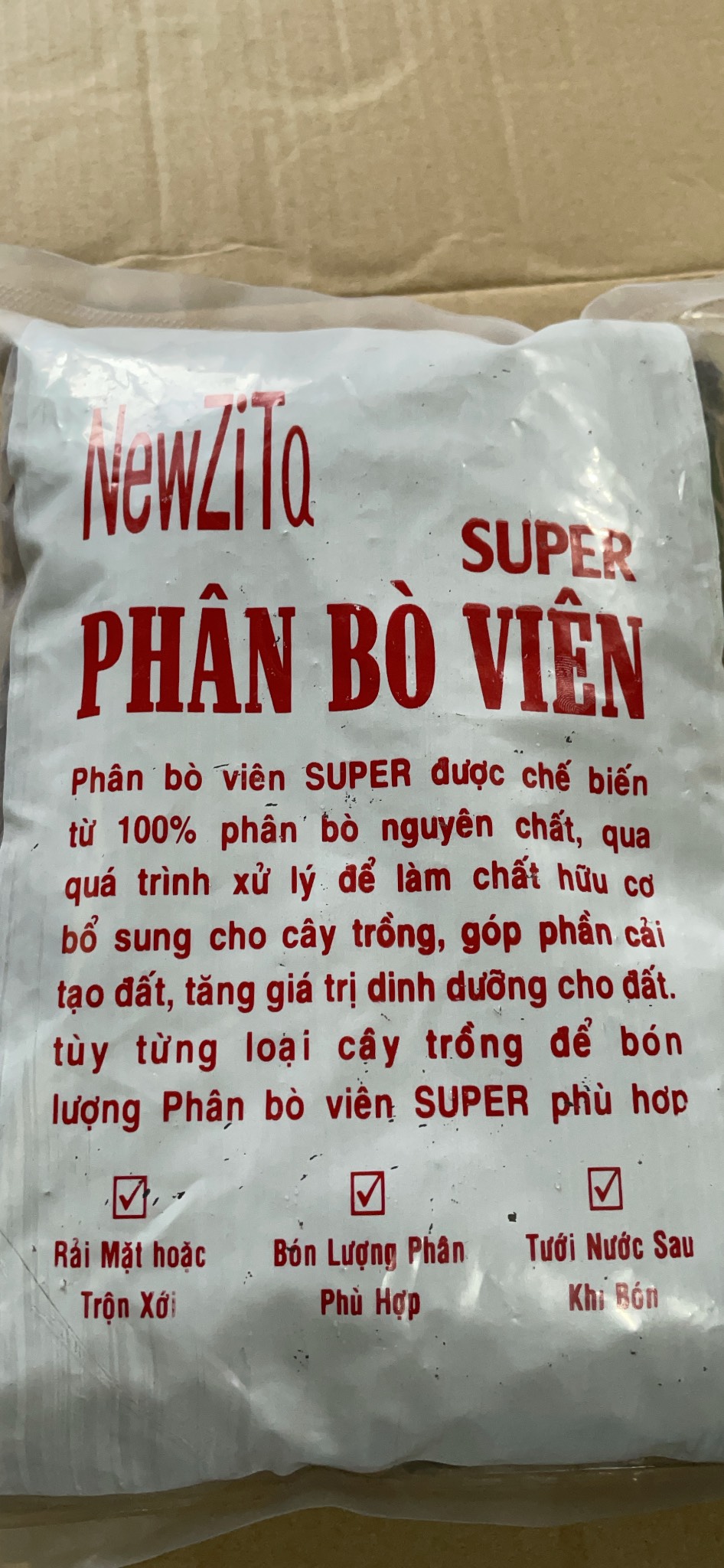 Phân bò đã qua xử lý viên nén Newzita gói 1kg