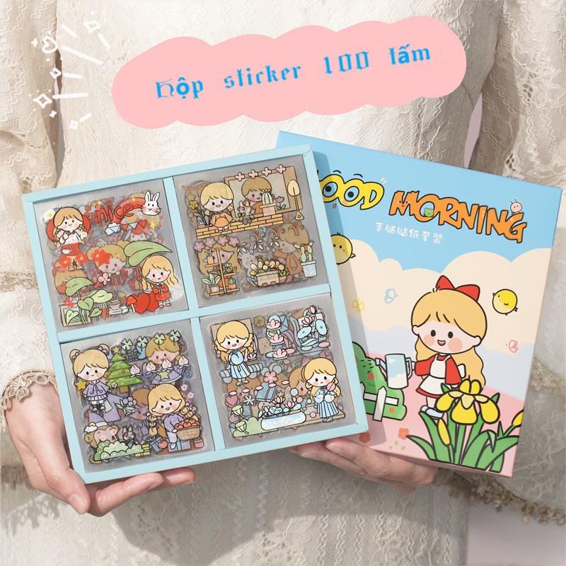 Sticker Cute Hộp 100 Tấm Anime Bắt Mắt Trang Trí Sổ Tay Vở Góc Học Tập Dán Điện Thoại Mũ Hoặc Vali Siêu Đáng Yêu