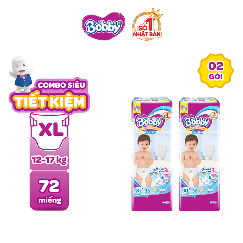 Combo 2 Tã dán Bobby Siêu thấm XL36