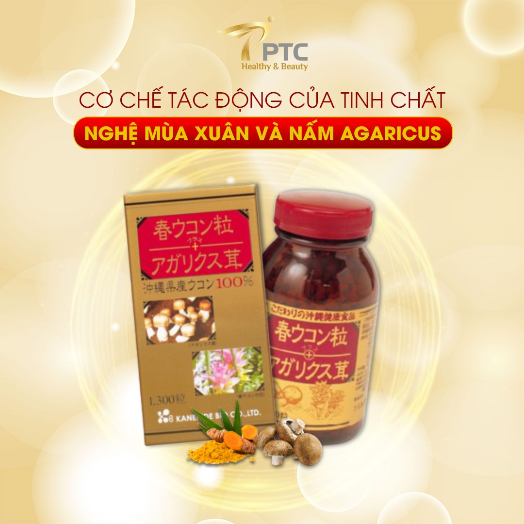 Thực Phẩm Chức Năng Nghệ Mùa Xuân Và Nấm Agaricus Kanehide Bio (1300 viên)