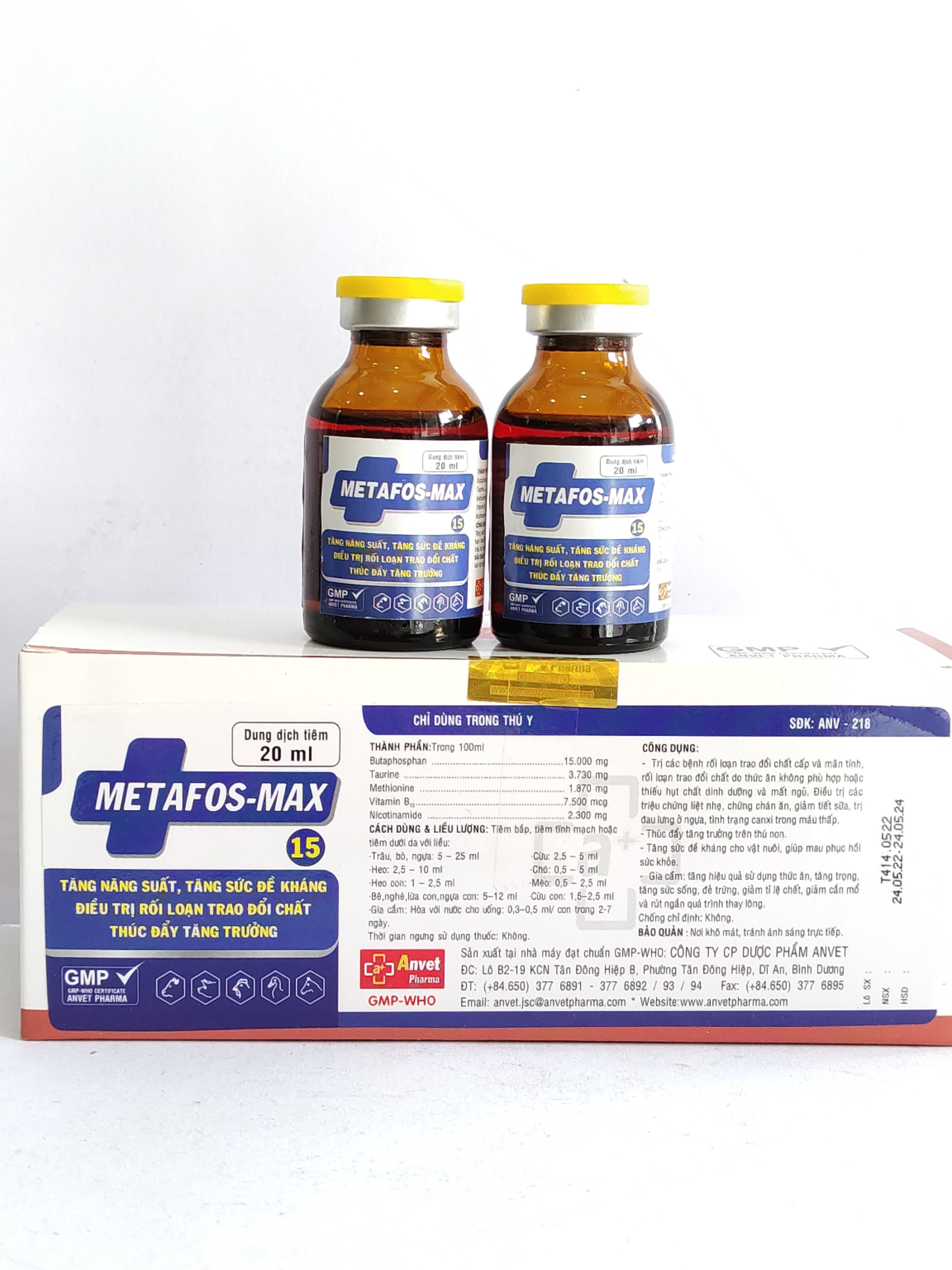 METAFOS MAX 20ML dung dịch tiêm tăng năng suất, tăng sức đề kháng, rối loạn trao đổi chất, thúc đẩy tăng trưởng