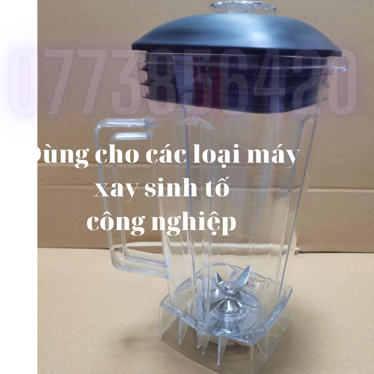 Bộ cối xay máy sinh tố công nghiệp, dung tích 2 lít cấu tạo bằng nhựa PC dầy không bể, dao xay nghiền inox 304 6 lưỡi, nhông kim loại, đủ nắp đậy, chỉ đặt lên đế máy là sài