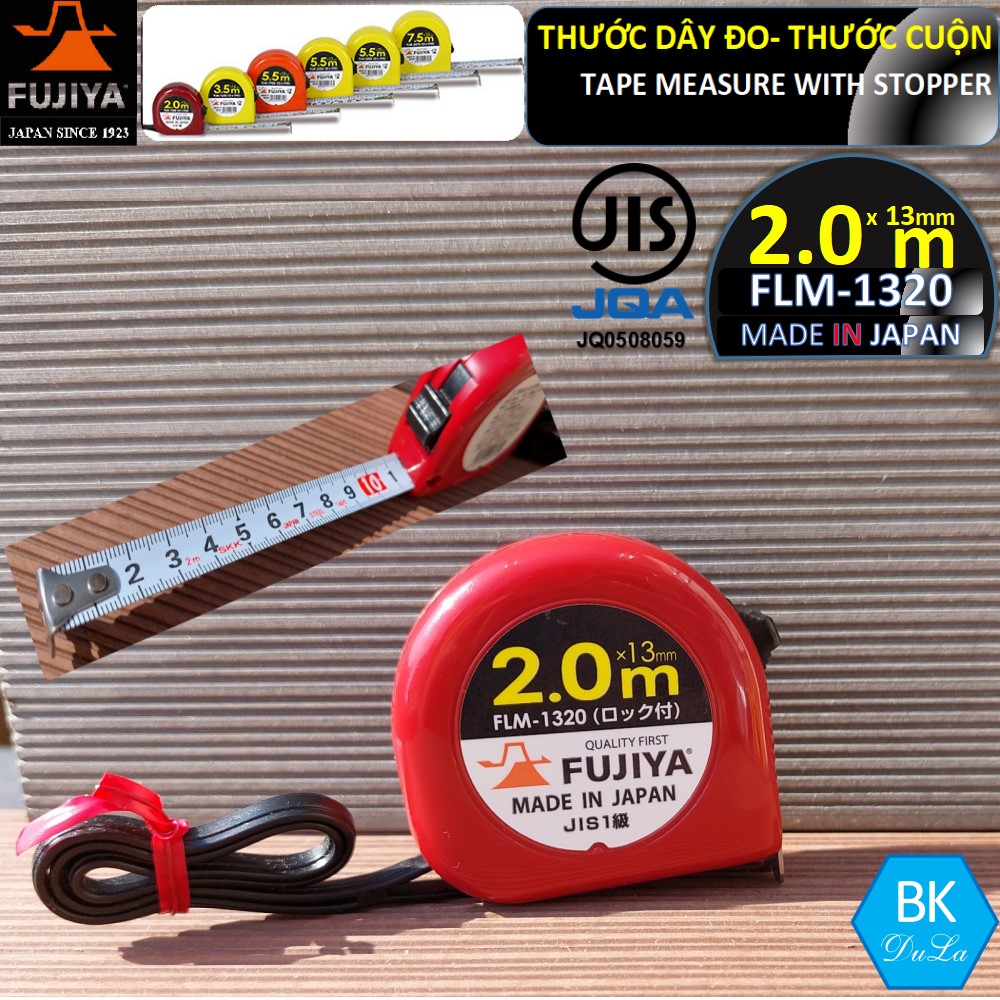 [Hàng SX tại Nhật] Thước dây- Thước cuộn 13mm 2M Fujiya FLM-1320 GENUINE- Made in Japan