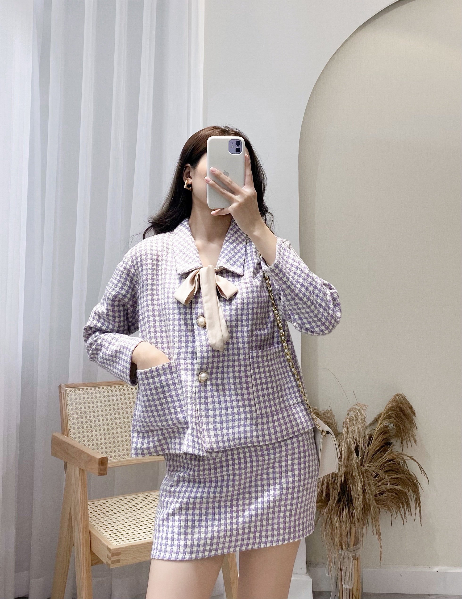 Set Áo Chân Váy Thu Đông Hàng Thiết Kế Cao Cấp Chất Liệu Dạ Tweed Hiện Đại - Thời Trang Thiết Kế Style By MM - M